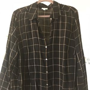 J. Jill black and white checkered blouse